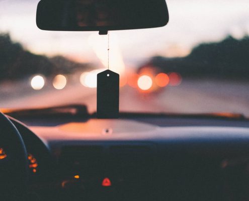 road from within car