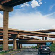car driving under bridges