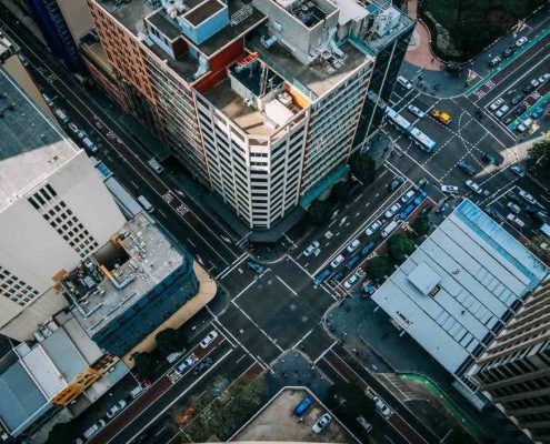 city streets from above