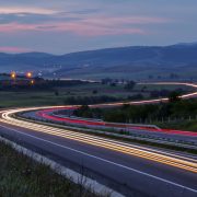time lapse highway at dusk